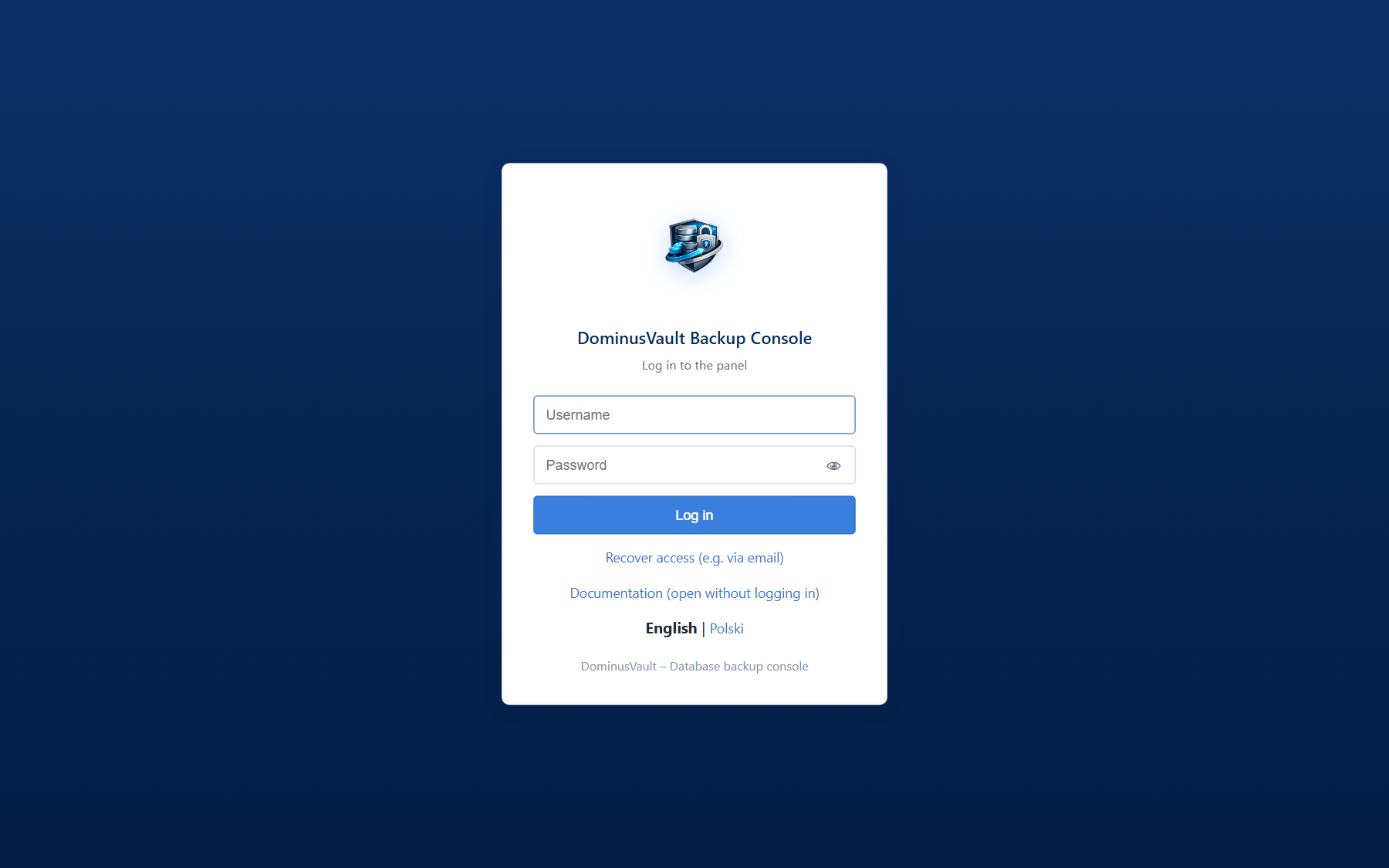 DominusVault login screen